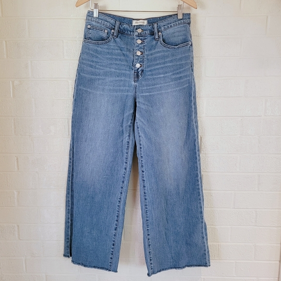 🖤 MADEWELL Wide Leg Crop! Hi-Rise raw hem jeans - Picture 3 of 9